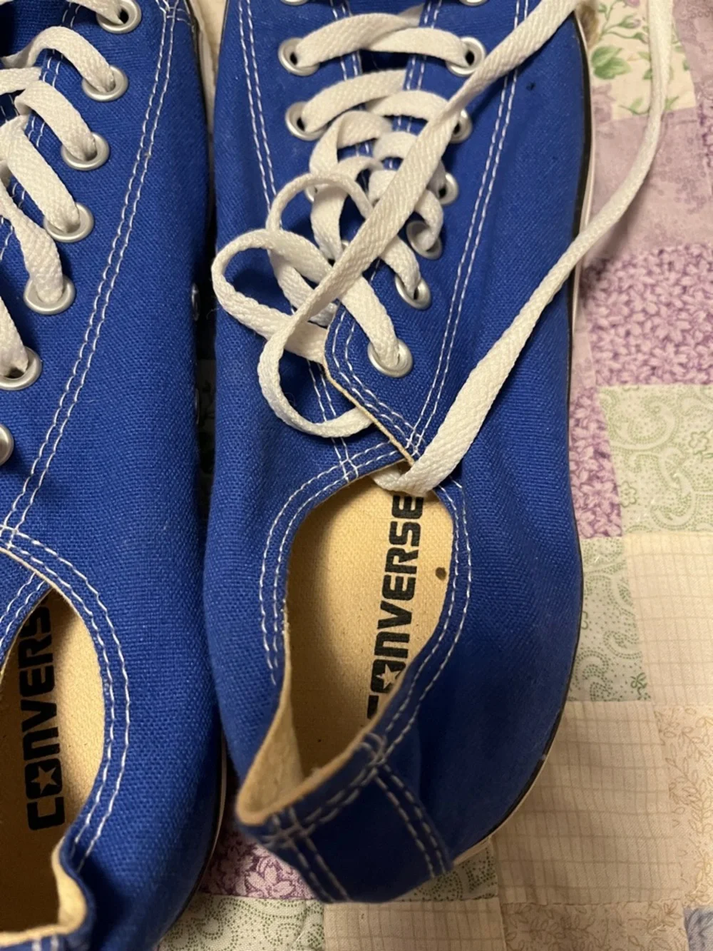 Converse Low Top Sneakers in Blue and White - Picture 2 of 4